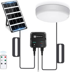 Aigostar Plafondlamp op zonne-energie, voor buiten, 35 W, led-plafondlamp op zonne-energie, met afstandsbediening, energieopslagbox, IP65 waterdicht, instelbaar 6500 K, solarlampen voor binnen met 8 m