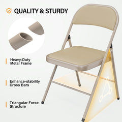 Klapstoelen - Vouwstoelen - Set van 4 - Eettafelstoelen - Beige - VINGLI