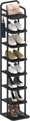 Hzuaneri SR04304B Verticaal schoenenrek, 8 verdiepingen, schoenentoren voor kleine ruimtes, vrijstaand, verstelbaar, ruimtebesparend, zwart