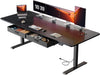 HLDIRECT Elektrisch sta-bureau, extra groot, in hoogte verstelbare tafel met uitgangen, zit-sta-computertafel met laden voor thuiskantoor, ergonomische stijgende werkplek, 200 x 80 cm, zwart