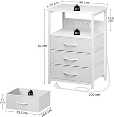 Nachtkastje - Bijzettafel - Opbergkastje - 40x30x60 cm - Wit - Rolandstar