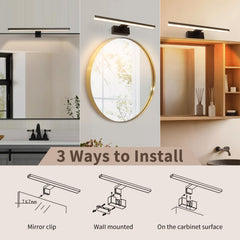 Aigostar LED Spiegellicht Badkamer 40cm 8W 560LM Warm Wit 4000K IP44 – Badkamer Wandlampen Zwart 230V