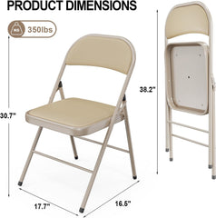 Klapstoelen - Vouwstoelen - Set van 4 - Eettafelstoelen - Beige - VINGLI