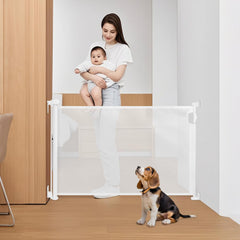 Oprolbaar Traphekje – Veiligheidshekje - Tot 180cm - Baby & Huisdier - Wit - Nobleza