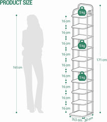 Hzuaneri Verticaal schoenenrek, 10 verdiepingen, ruimtebesparend, wit