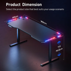Gaming bureau - Gaming desk - Gaming tafel - 160x60 cm - Zwart - HLFURNIEU