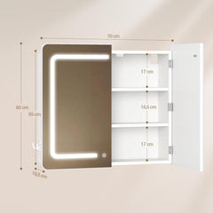 Hzuaneri Spiegelkasten voor badkamer EMC30203XEU, 70 x 60 x 16.5 cm