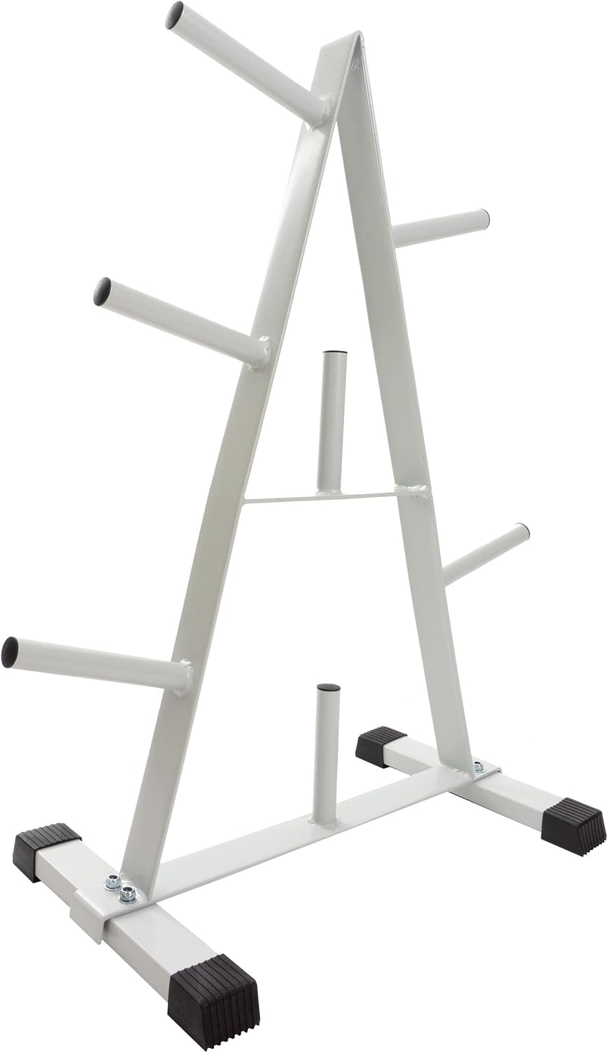 ScSPORTS® Schijfstandaard - 30 mm, 7 schijfhouders, max. 200 kg, zwart/wit - halterschijvenstandaard, halterstandaard, halterstandaard, halterstandaard voor krachttraining