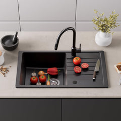Spoelbak - Wasbak - Keuken - Graniet - 78x45 cm - Zwart - CECIPA