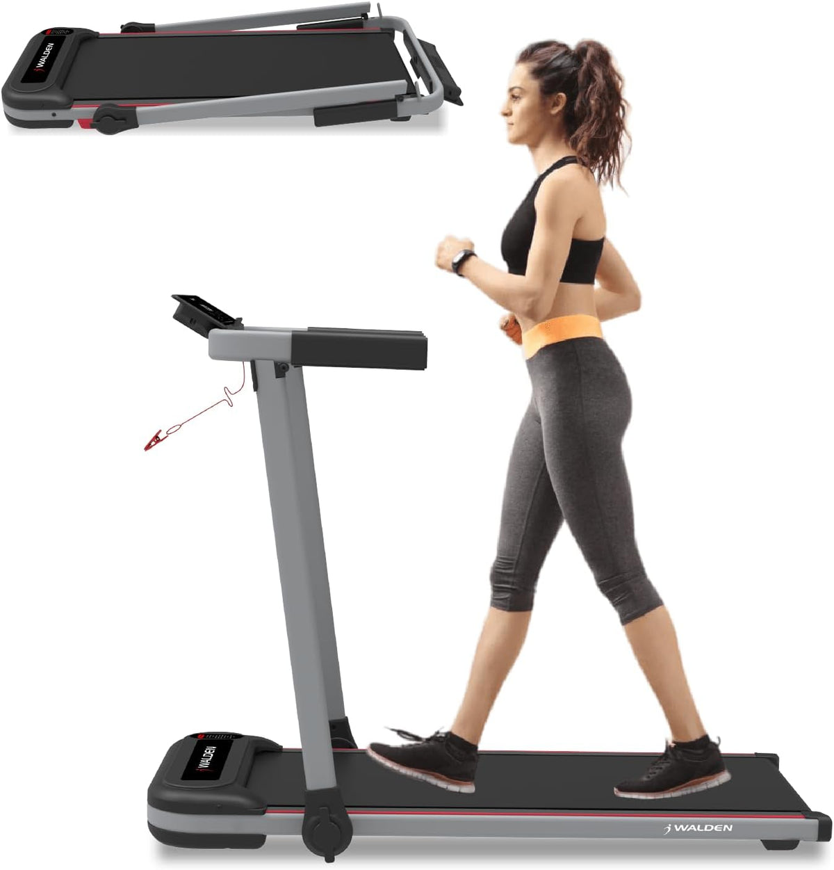 Walden F2800 Elektrische loopband voor thuis, kantoor, joggen, hardlopen, ultradun, smal, fitness, workout, afstandsbediening, Walden F2800 (F2800DE)