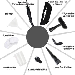 COSTWAY Handstoomreiniger, 1050 W, opwarmtijd: 3 min., stoomdruk: 3 bar, 350 ml watertank, tot 135 °C, stoomreiniger voor tapijten, bank, glas en auto, incl. 9 accessoires