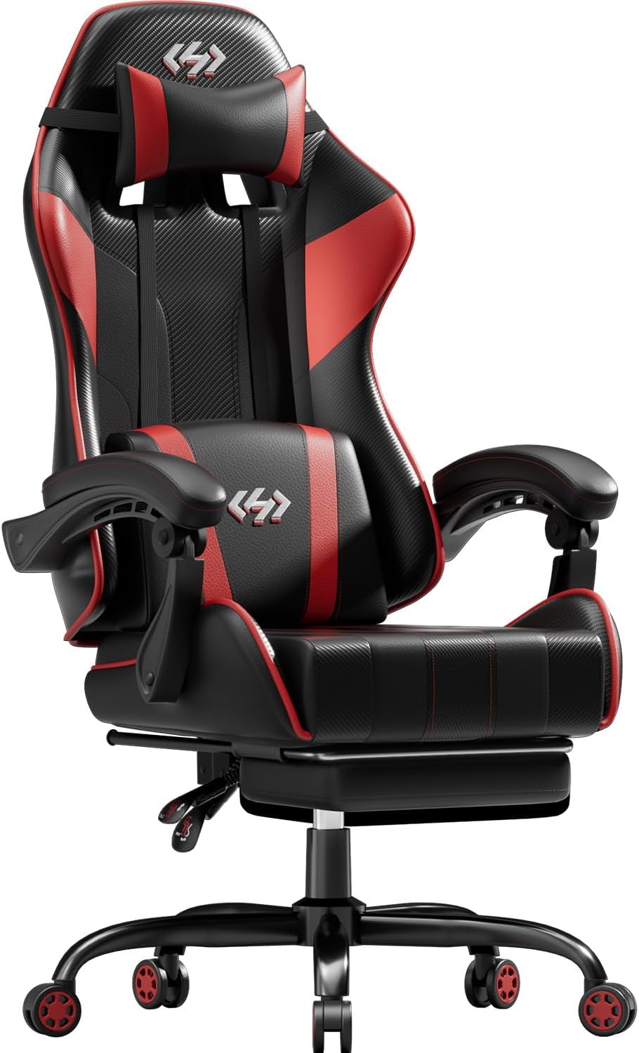 Ergonomische Bureaustoel -  Office Chair - Gamestoel - Volwassenen - Zwart/Rood - HLFURNIEU