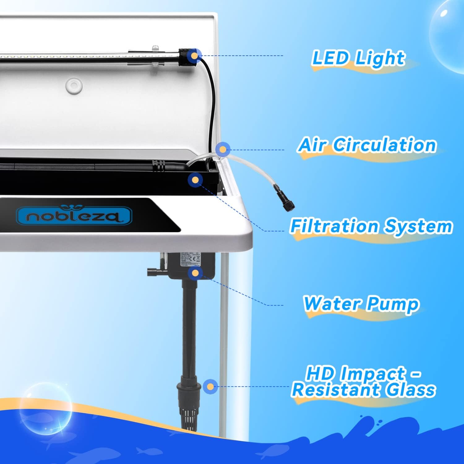 Aquarium Kit - 38.5x24x39 cm - 30L - Wit - Nobleza