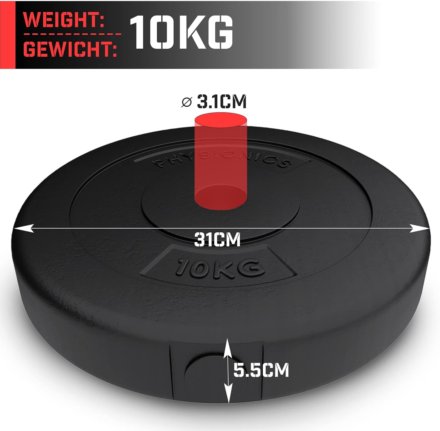 Halterschijven - Halter gewichten - 30 mm - 2x10 kg - Physionics®