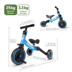 Besrey Loopfiets voor kinderen, 5-in-1, vanaf 1 jaar tot 5 jaar, F | Loopfiets, verjaardagscadeau en speelgoed voor jongens en meisjes, kinderdriewiel, verstelbare zithoogte en stuur