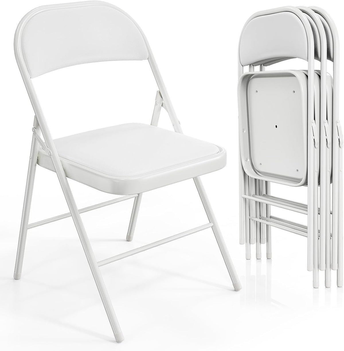 Klapstoelen - Vouwstoelen - Set van 4 - Eettafelstoelen - Wit - VINGLI