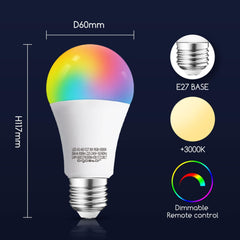 E27 LED lamp - Dimbaar - Smart lamp - 8W - 4 stuks - Aigostar