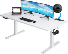 Zit sta bureau - Elektrisch - Verstelbaar - 160x70 cm - Wit - COMHOMA