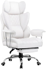 GTPLAYER Ergonomische gamingstoel, verstelbare gamingstoel, bureaustoel met voetensteun, verstelbare rugleuning voor werk en spel (wit)