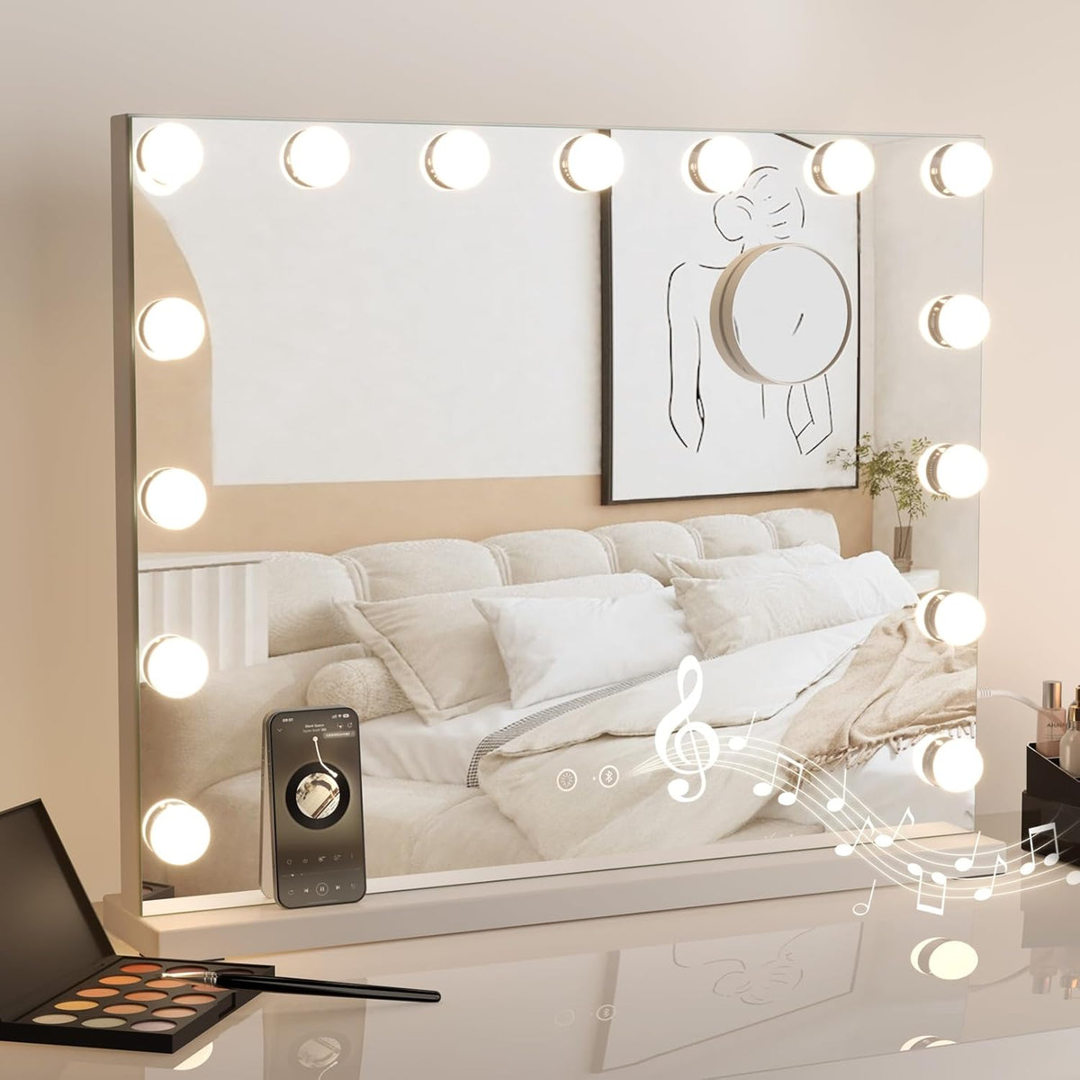 Hollywood spiegel - Make-up spiegel - Met verlichting - 48x58 cm - Dripex