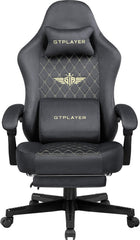 GTPLAYER Gaming stoel, stof, gamingstoel, ergonomische bureaustoel, pc-stoel, 150 kg belastbaarheid, verstelbare en draaibare bureaustoel met verenzitkussen en voetensteun, grijs - GT830