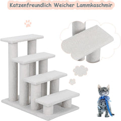 COSTWAY Dierentrap, kattentrap, 4 treden, trap voor katten en honden tot 25 kg, huisdiertrap klein, hondentrap, speelboom, 61 x 41 x 60 cm, spaanplaat en kunstvlies (beige)