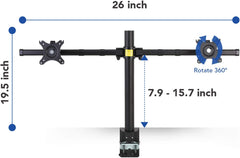Monitor arm - 2 schermen - Draai, Kantel en Zwenkbaar - Zwart - D1DP - Fleximounts