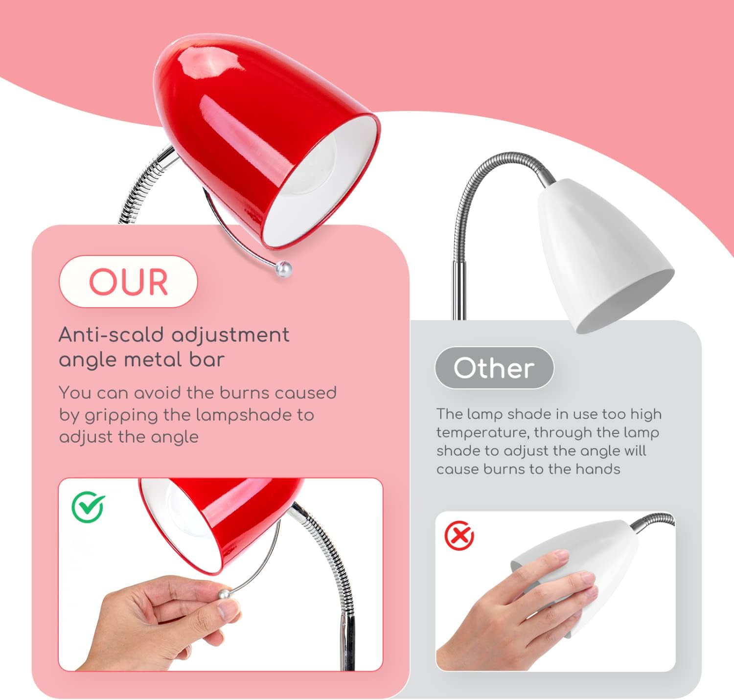 Tafellamp - Bureaulamp - Leeslamp - Rood - Aigostar
