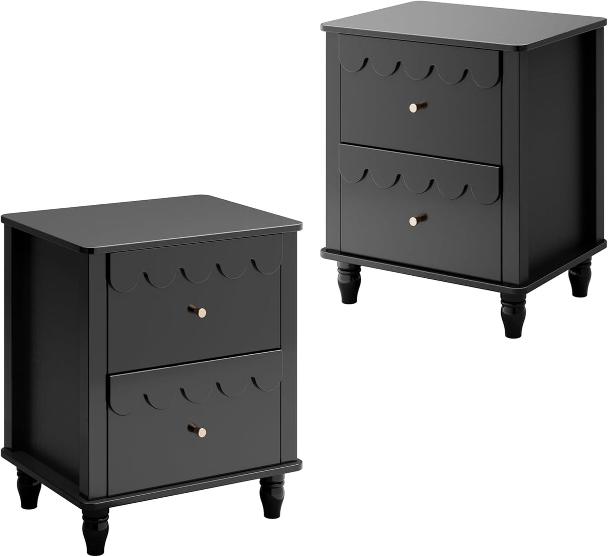 Nachtkastje set van 2 - Bijzettafel - Opbergkastje - 50x40x60 cm - Zwart - UEV
