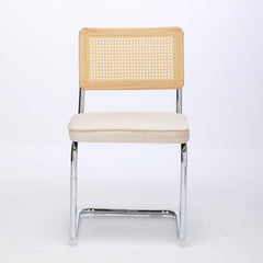 Eetkamerstoelen - Set van 2 - Met Rugleuning - Fluweel - Beige
