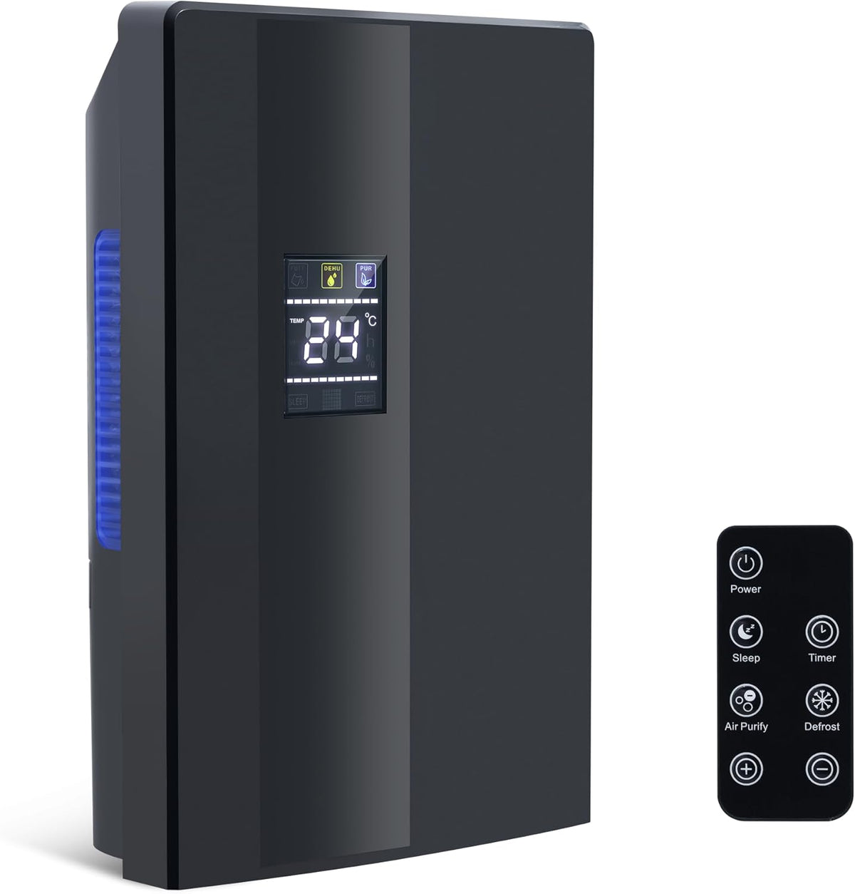 CITYBEE Luchtontvochtiger, elektrisch, 2000 ml, luchtontvochtiger voor kelder, slaapkamer, woning, dehumidifier met afstandsbediening, 24-uurs timer, uv-reiniging en slaapmodus