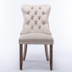 Eetkamerstoelen - Set van 2 - Met Rugleuning - Fluweel - Beige - Kelodan