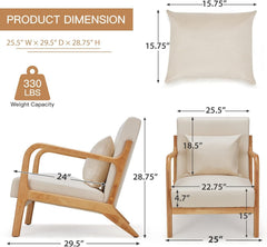 Fauteuil met armleuning - Relaxfauteuil - Relaxstoel - Massief hout - Wit - U-MAX