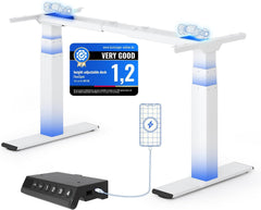 FLEXISPOT Heavy duty bureauframe, elektrisch met 2 motoren, groot hoogtebereik en extra hoge belastbaarheid, 4 geheugenplaatsen en USB, tot 200kg