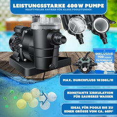KESSER® Zandfilterinstallatie zandfilter + 700 g filterballen vervangen 25 kg filterzand 7-weg ventiel met drukweergave zwembadfilter 10 m³/h filterinstallatie filterketel voor zwembad 10.200 l/u