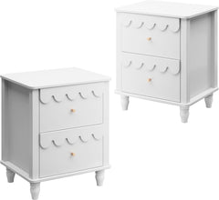 Nachtkastje set van 2 - Bijzettafel - Opbergkastje - 50x40x60 cm - Wit - UEV
