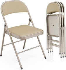 Klapstoelen - Vouwstoelen - Set van 4 - Eettafelstoelen - Beige - VINGLI