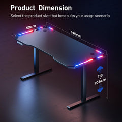 Gaming bureau - Gaming desk - Gaming tafel - 140x60 cm - Zwart - HLFURNIEU
