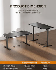 Zit sta bureau - Elektrisch - Verstelbaar - 100x60 cm - Bruin - HLFURNIEU