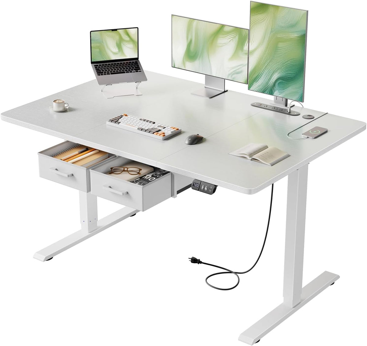 Zit sta bureau - Elektrisch - Verstelbaar - 119x80 cm - Wit - HLDIRECT