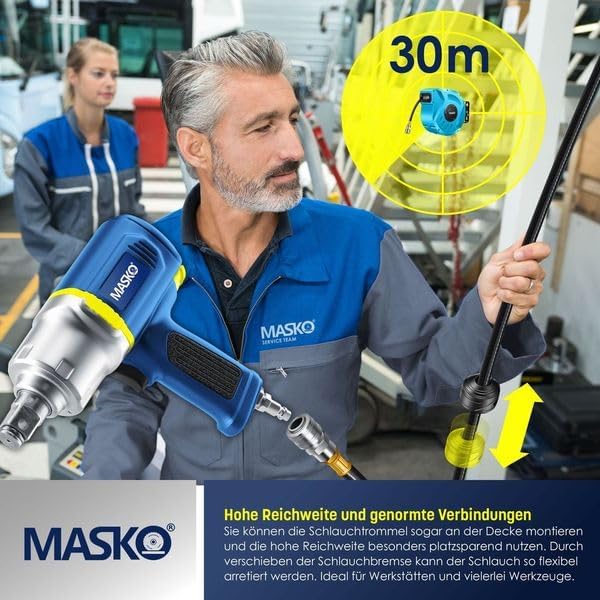 Automatische Luchtslanghaspel - Luchthaspel - 30 meter - Blauw