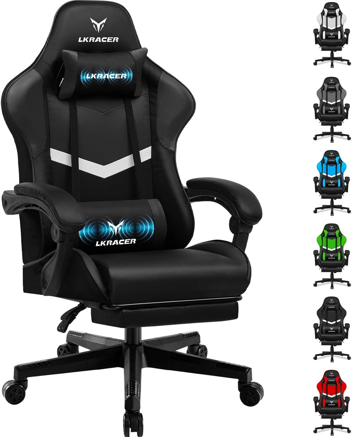 Ergonomische Bureaustoel -  Office Chair - Gamestoel - Volwassenen - Zwart - LUCKRACER