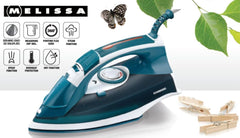 Melissa 16390052 XXL stoomstrijkijzer, 2200 watt, stoomfunctie, 180 ml waterreservoir, turquoise/wit •
