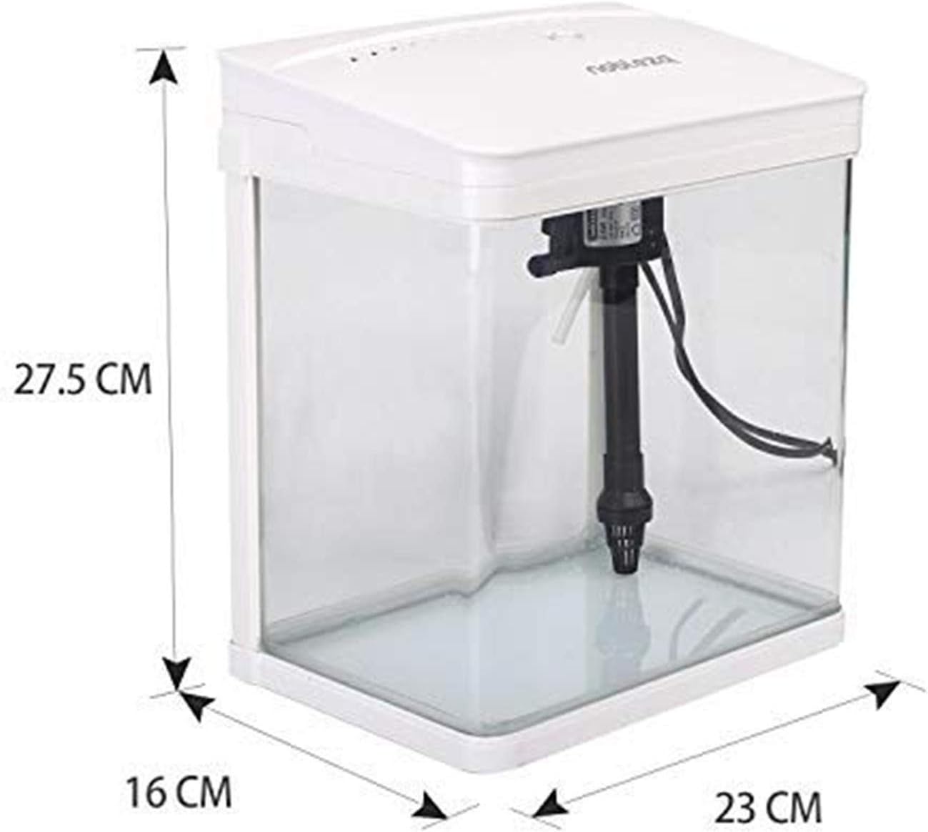 Nobleza - Aquariumaquarium met ledlampen en filtersysteem, tropische aquaria, 7 liter, wit •