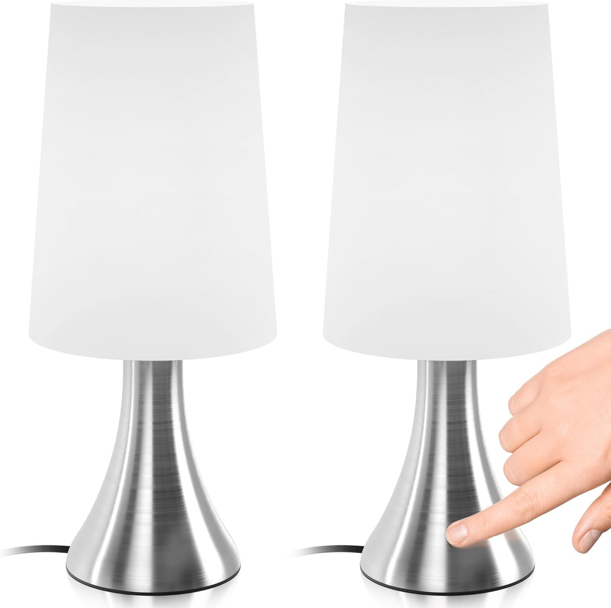 Touch Tafellamp - E14 - 3 Helderheidsniveaus - Set van 2 - Wit