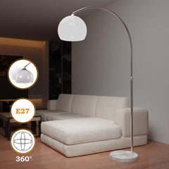 Boog Vloerlamp - E27 1 x Max. 60W Nodig of LED Dimbaar, Instelbare Hoogte (145-220 cm), Draaibare Kop, Retro Design, Wit - Staande Lampen, Vloerlampen voor Woonkamer, Slaapkamer, Kantoor