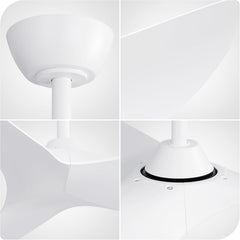 Sofucor Plafondventilator 96cm, zonder verlichting, moderne plafondventilator voor binnen en buiten met DC-motor en afstandsbediening voor slaapkamer en woonkamer, wit