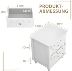 Nachtkastje set van 2 - Bijzettafel - Opbergkastje - 50x40x60 cm - Wit - UEV