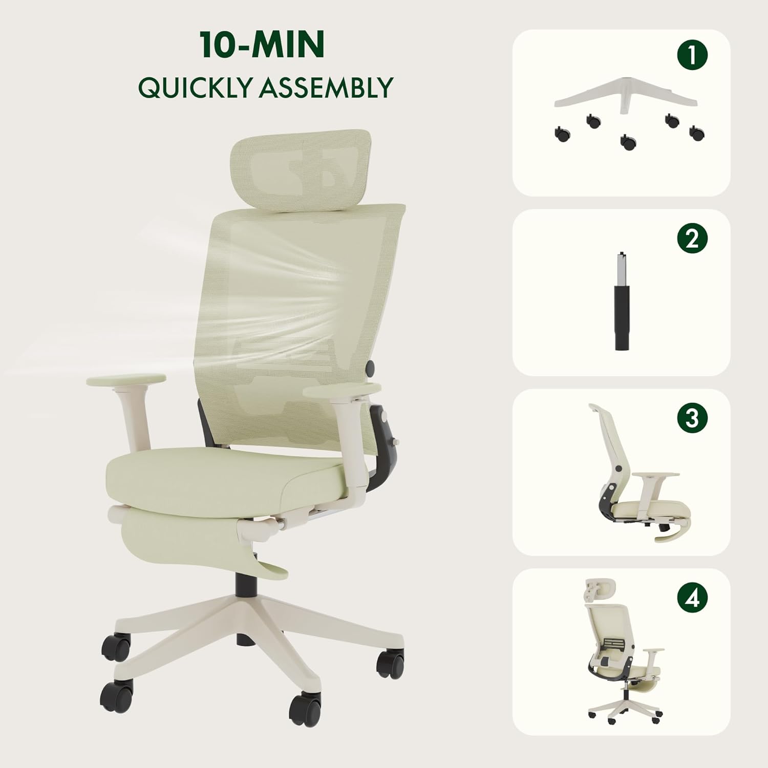 Ergonomische Bureaustoel -  Office Chair - Gamestoel - Volwassenen - Groen - FLEXISPOT