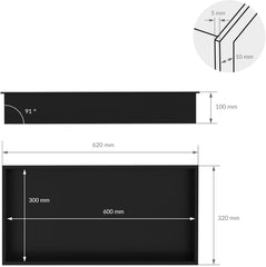 Inbouwnis badkamer - Wandnis - 60x30x10 cm - Zwart - LuxeBath